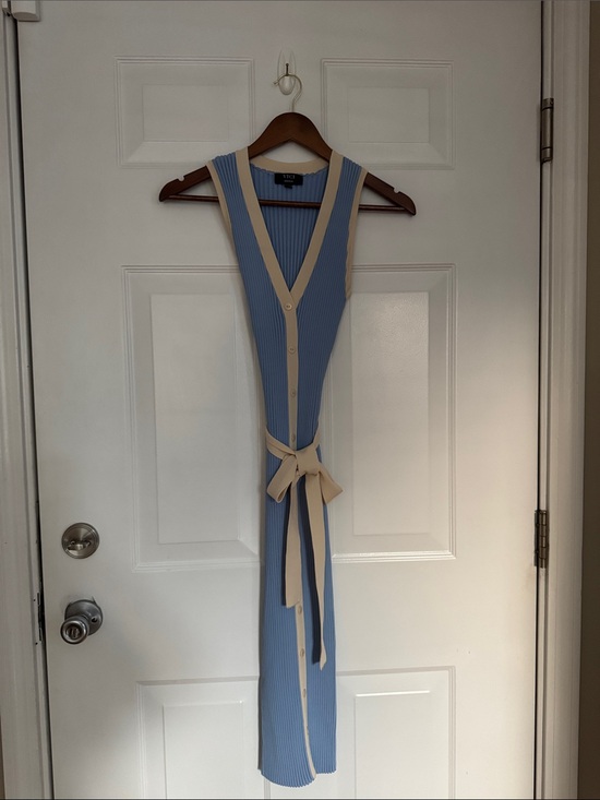 Vici Dresses & Skirts - Vici Sleeveless Ribbed Button-Front Dress in Light Blue with Cream Trim